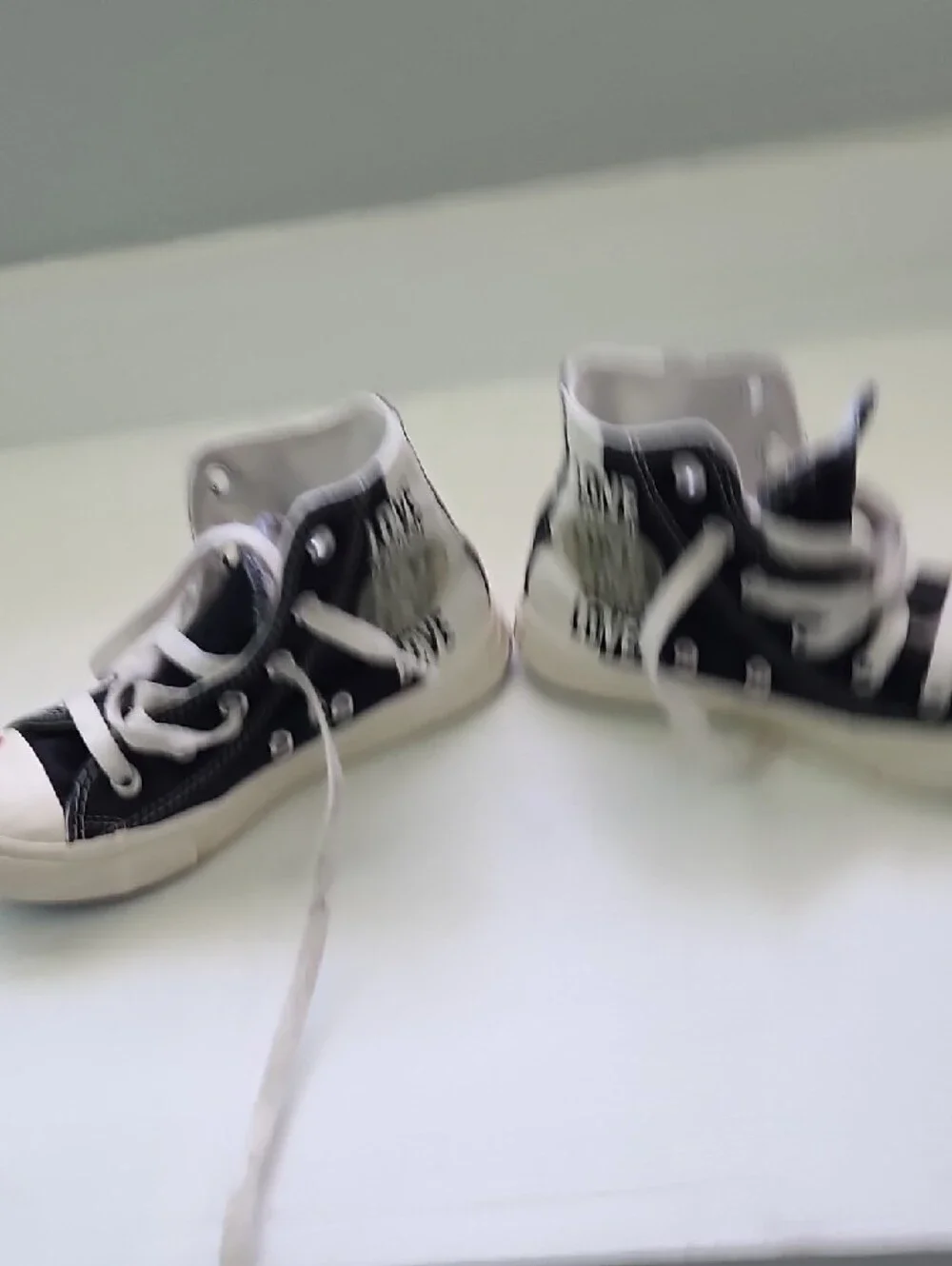 Converse Kids Black High-Top Sneakers with Red Heart Accents